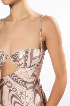 WILD RIDE RHINESTONE EMBELLISHED CUTOUT JUMPSUIT -AKIRA Shop wild ride rhinestone embellished cutout jumpsuit nude 7 7